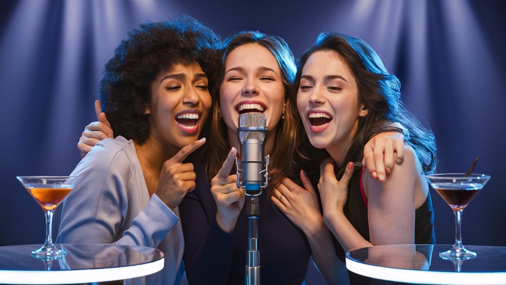 happy group singing together