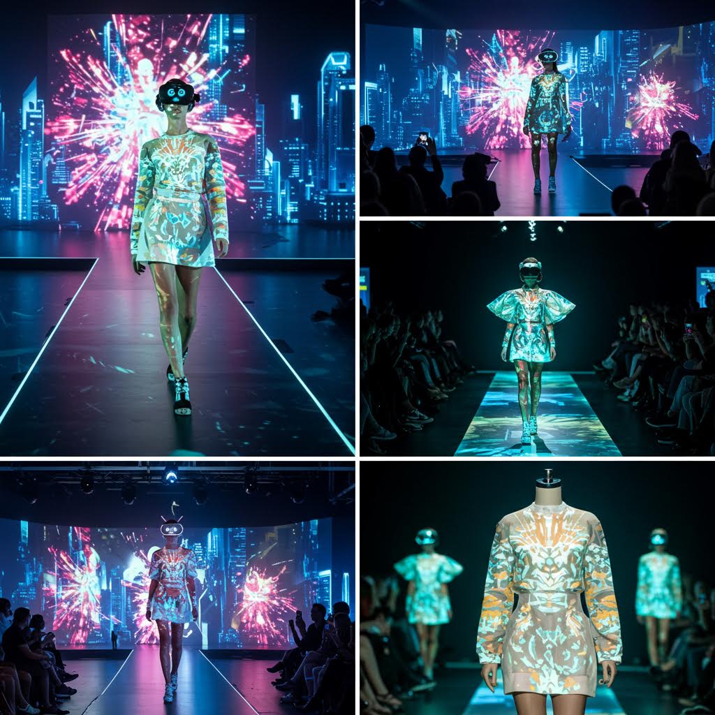 모델의 걸음마다 변화하는 빛의 결이 루믹스의 솔루션처럼 감각적 연결을 그려내는 흐름