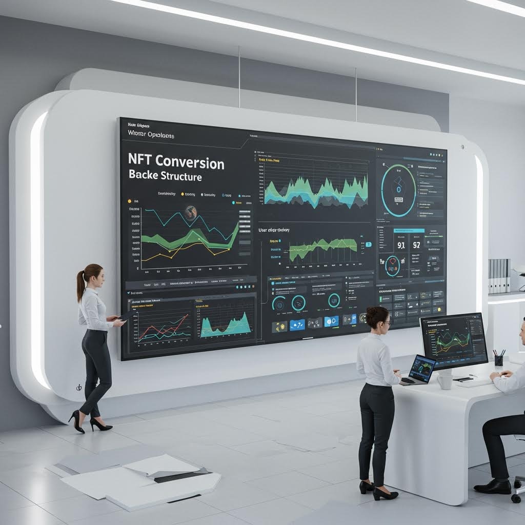 루믹스 NFT 변환 백엔드 구조 대형 월 디스플레이 미래형 오피스