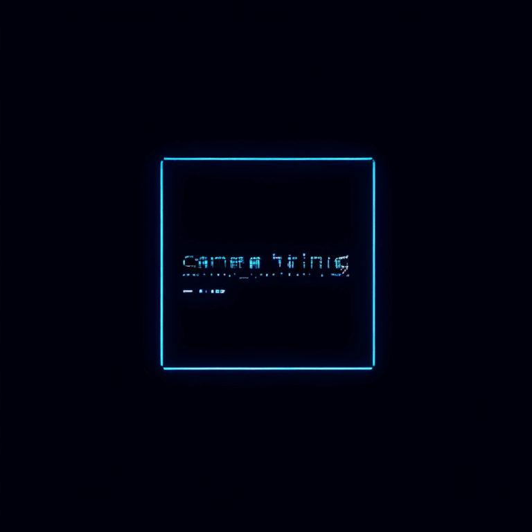 어두운 화면에 깜빡이는 빛나는 텍스트 커서만이 보이는 미니멀한 디지털 인터페이스의 모습이다.