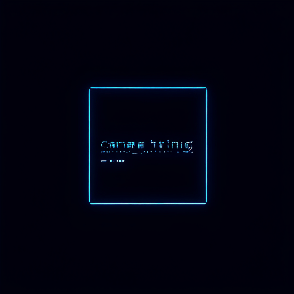 어두운 화면에 깜빡이는 빛나는 텍스트 커서만이 보이는 미니멀한 디지털 인터페이스의 모습이다.