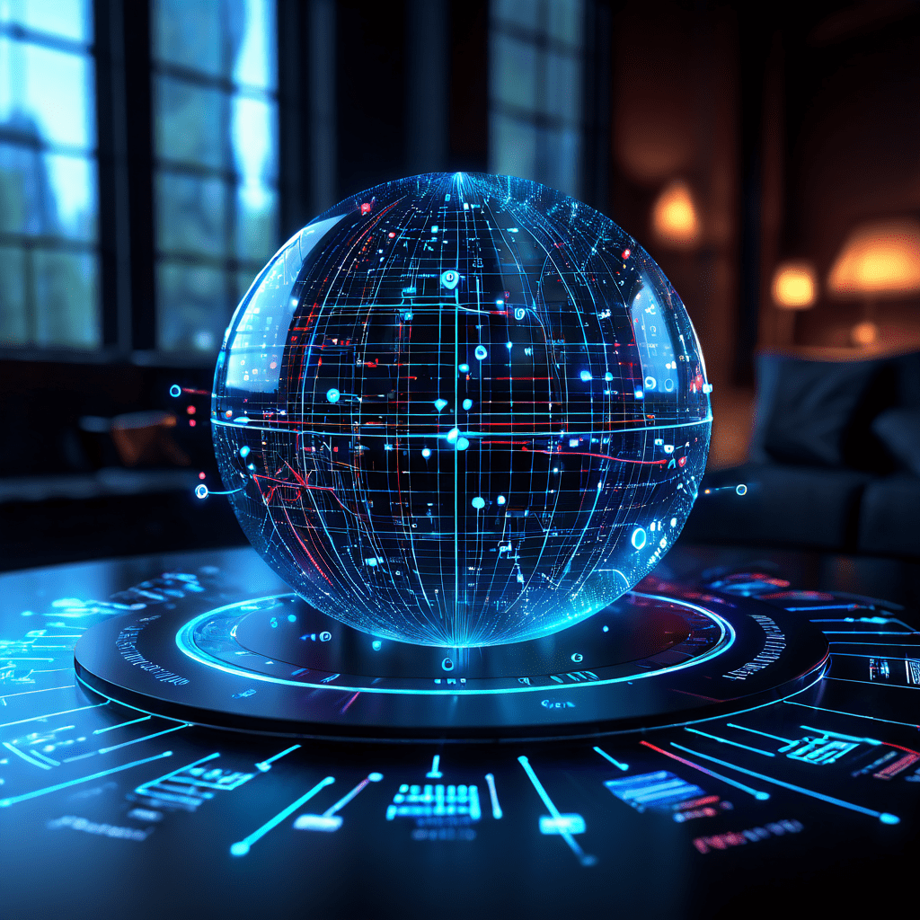 어두운 분석 대시보드 위에 빛나는 데이터 구체가 있고, LTV라고 표시된 핵심 지점을 중심으로 연결된 그래프